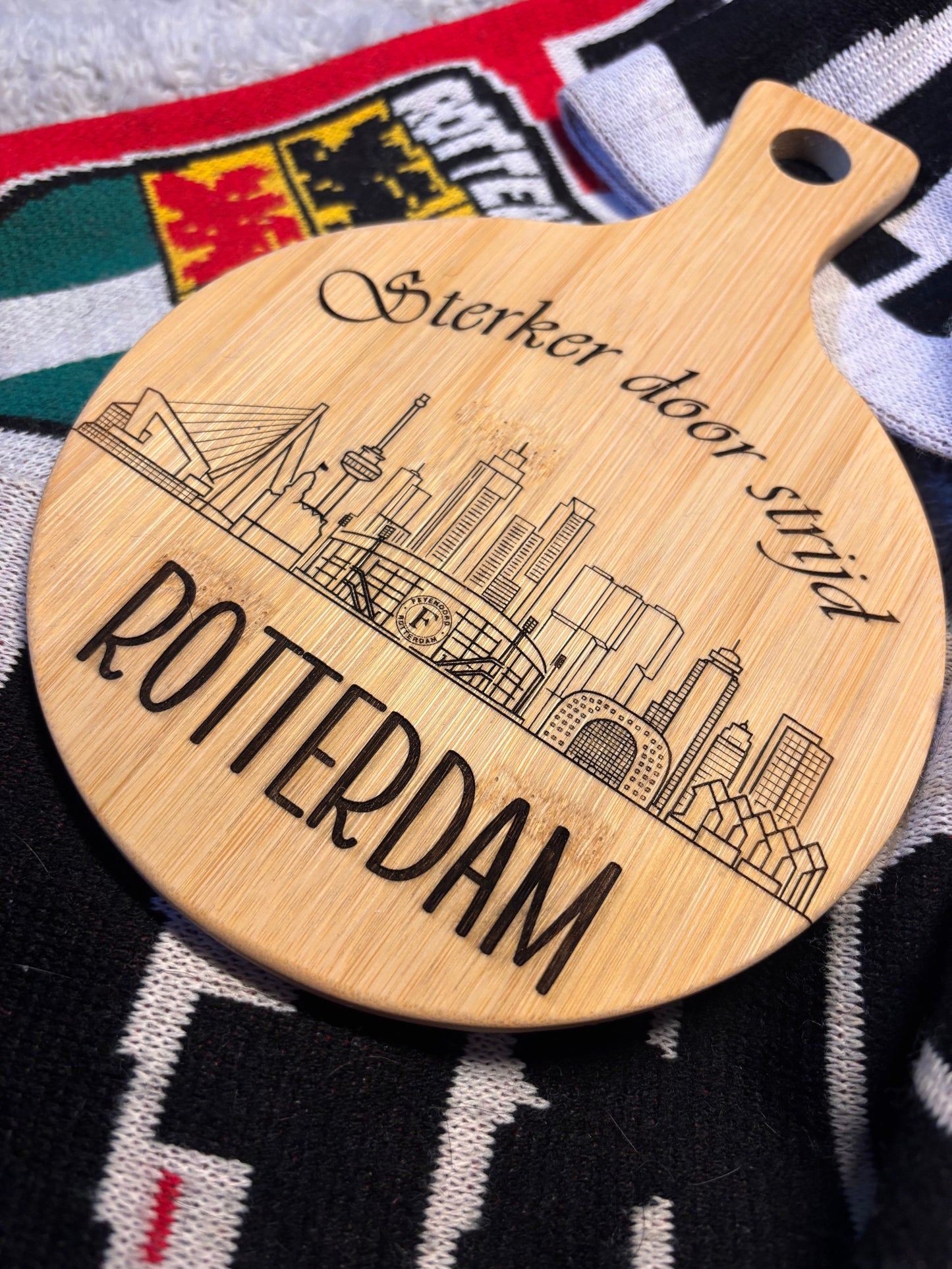 Rotterdam Skyline seveerplank- de kuip -bamboe - serveerplank