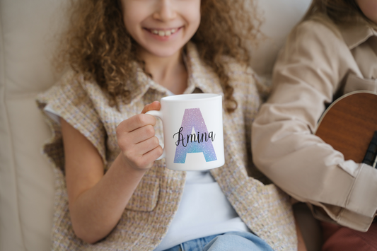 Mok - glitter design met naam