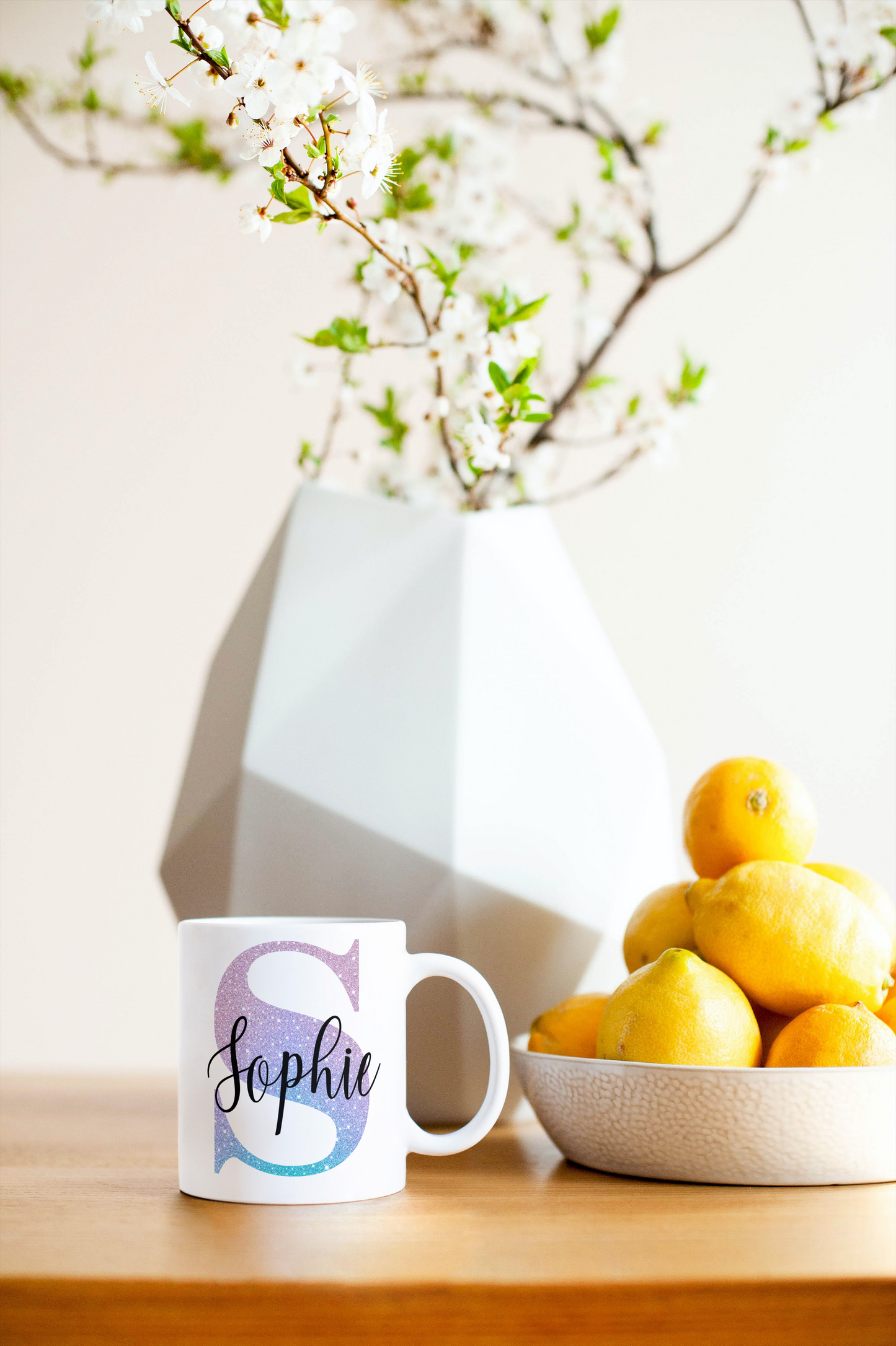 Mok - glitter design met naam