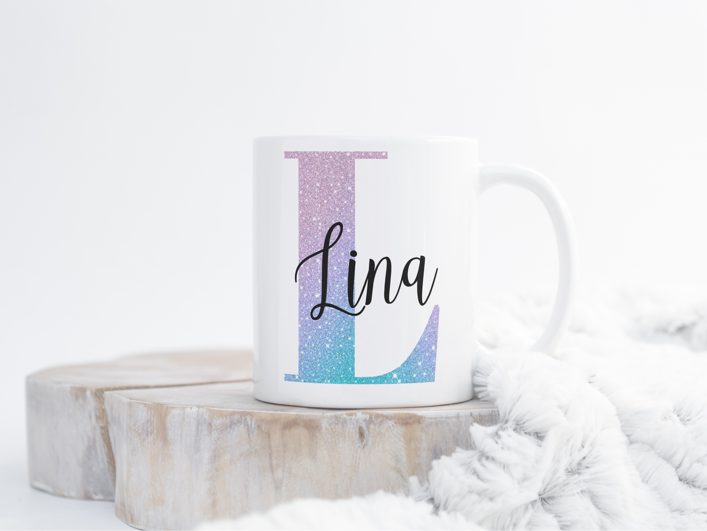 Mok - glitter design met naam
